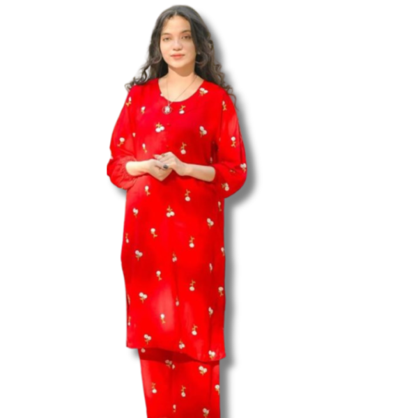 2 Pcs Petal Embroidery Stitched Suit