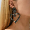 Elegant Black Crystal Heart Shape Earrings