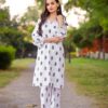 White Saleha Design Block Print Stitched Suits – Summer Lilen Collection