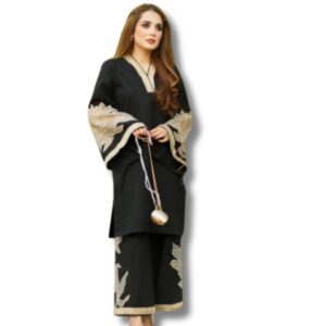 2pc Almond Embroidery Co-Ords – Shirt & Plazo Set