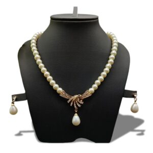 Imported Timeless Pearl Necklace Set with Radiant Pendant & Earrings