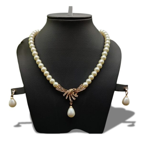 Imported Timeless Pearl Necklace Set with Radiant Pendant & Earrings