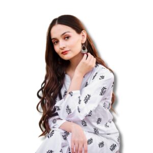 White Saleha Design Block Print Stitched Suits – Summer Lilen Collection